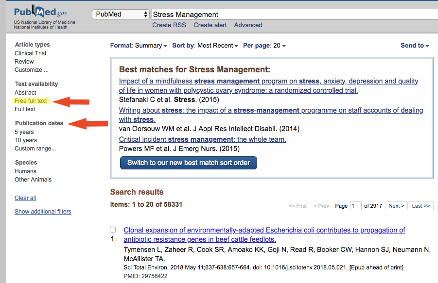 CAM On PubMed Stress Management Search Results