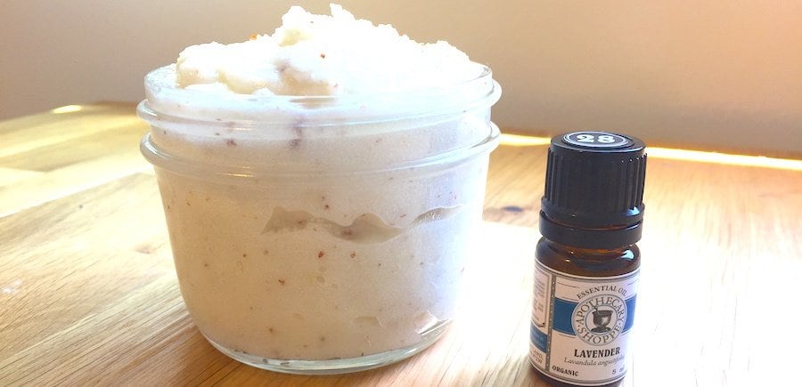DIY sugar scrub recipe with lavender essential oil