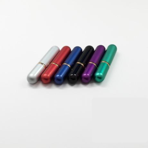 Row of multi-colored aluminum nasal inhalers