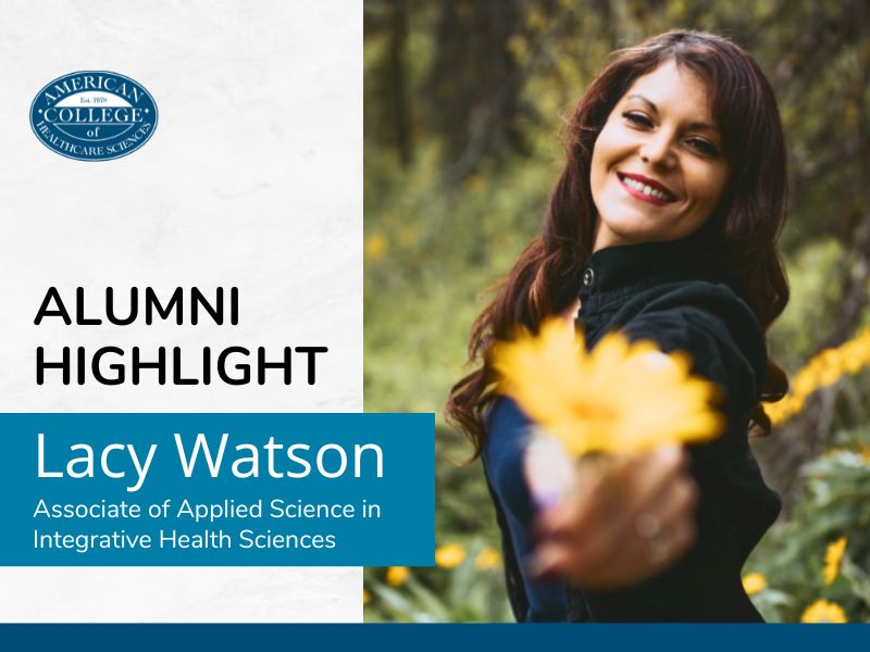ACHS Alumni Lacy Watson holding a sunflower