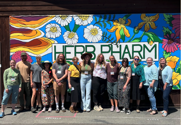 SHI Learning Journey participants visit the HerbPharm processing center. 