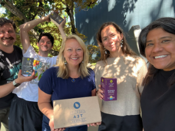 ACHS team on-campus enjoys the lovingly made and packed tea from Asheville Tea Company.