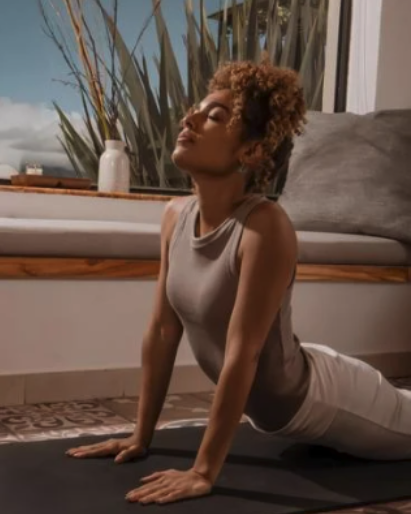 A woman in a yoga pose