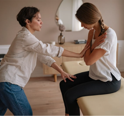 Wellness coach working with a client