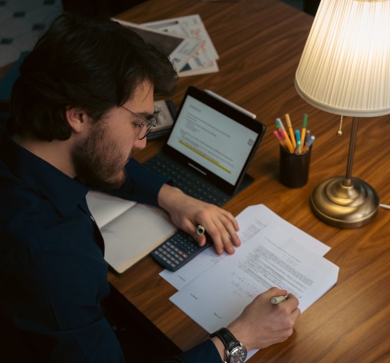 student studying on laptop