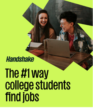 two people smiling and working with text The #1 way college students find jobs