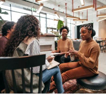 People sitting in a group talking