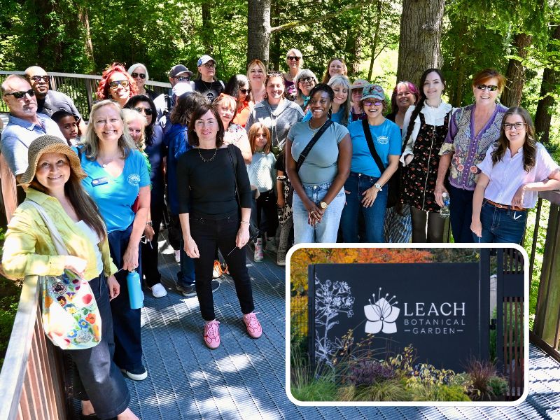 Group of ACHS faculty, staff, students, grads, and friends, at the 2026 Botanical Walk at Leach Botanical Garden