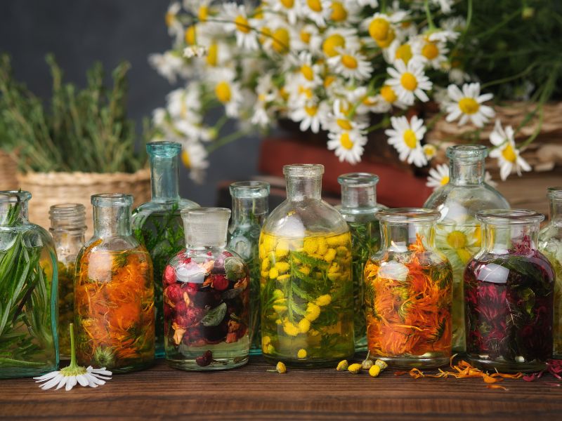 Bottles of infused oils