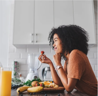 Woman eating healthy food