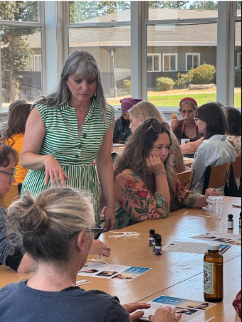 Amanda Lattin hosting an aromatherapy workshop
